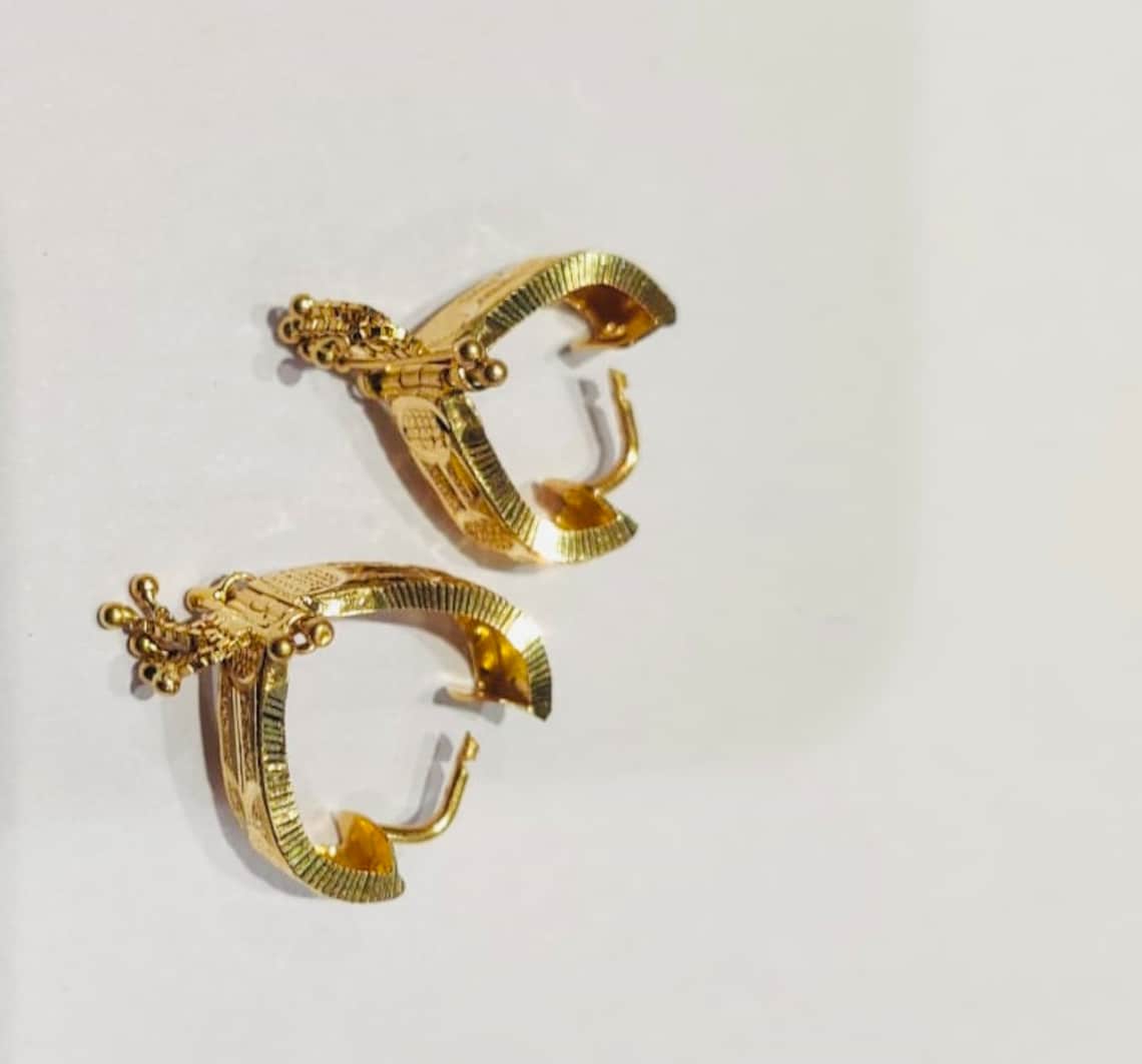 22k Gold Dangling Hoop-real Gold Hoops-solid Gold Earrings- Christmas ...