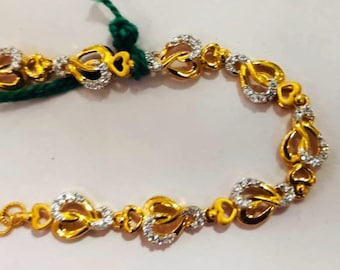 22k Gold Solid Chain Bracelet-Unisex Solid Gold Bracelet-Chain style Bracelet-Stylish Antique Chain Unisex Bracelet-Diamond Gold Bracelet