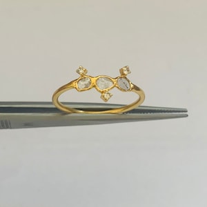 Diamond Polki Gold Plated Ring- Gold Ring - Silver Ring - Raw cut Diamond Ring - Diamond Ring - Polki Gold Ring
