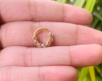 18k Gold High Diamond Nose ring-Rose Cut Diamond Nose ring- Solid Gold Diamond Nose ring-  Diamond Gold Nose Ring- Premium Gold Nose Ring