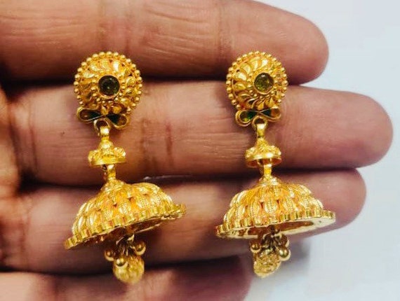 Gold Plated Wedding Floral Heavy Jhumka Earrings in Muzaffarpur at best  price by Aditya Sales Jewellery  Justdial