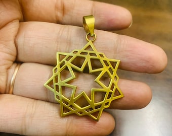 18金無垢ペンダント - シュリヤントラ無垢金ペンダント - 無垢金 - 宗教的な金ペンダント - スピリチュアルな金ペンダント