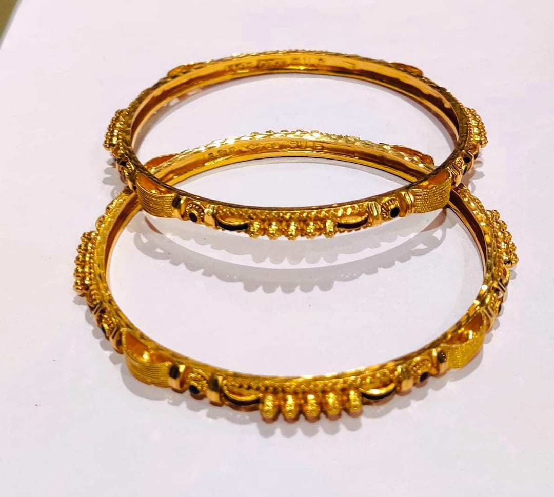 22k Solid Gold Indian Bangle Setgold Banglerajasthani Gold Etsy