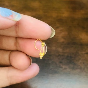 22kGold Nose Stud-Solid Gold Indian Nose pin- Nostril Stud-Gold nose hoop-Rajasthani Gold Nose Stud-Solid gold nose ring- Gift for her
