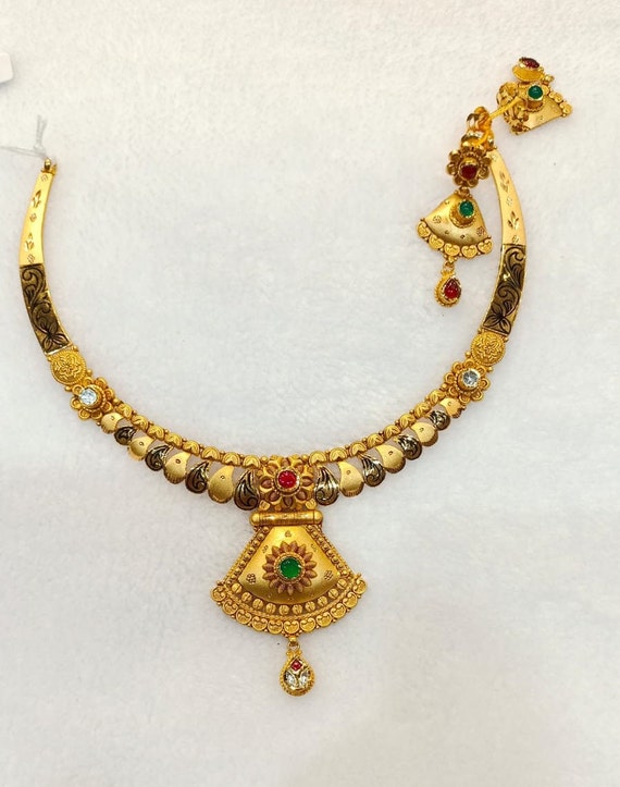 Gold antique necklace designs on sale with price