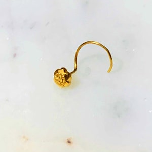 22k Gold Nose Stud-Solid Gold Indian Nose pin- Nostril Stud-Gold nose hoop-Rajasthani Gold Nose Stud-Tiny Solid gold nose ring-Gold nose Pin
