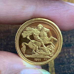 22-karatowa złota moneta - 1911 Oryginalna ręcznie robiona antyczna złota moneta - 4 gramy 22-karatowa złota moneta - solidna złota moneta - solidna złota moneta