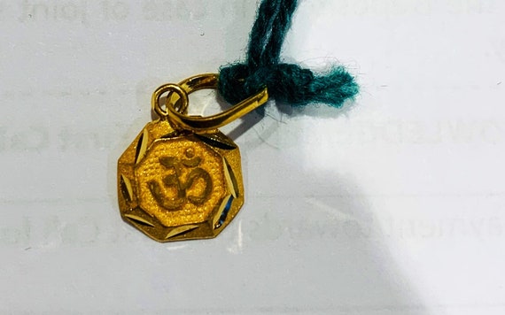 22k Solid Gold OM Pendant Tiny Gold Pendant Sacred OM Pendant