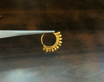 Gold nose ring, nose gold hoop , gold plated nose ring, nose ring, Indian  nose gold ring, nose hoop, tribal nose ring, tribal nose hoop