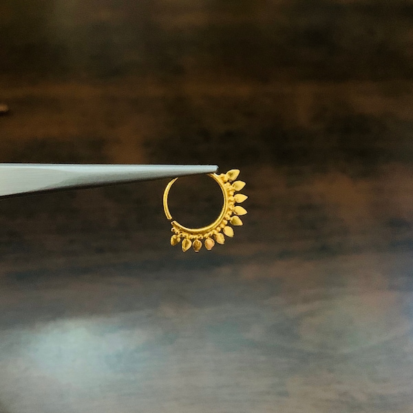 Anillo de nariz de oro, aro de nariz de oro, anillo de nariz chapado en oro, anillo de nariz, anillo de nariz de oro indio, aro de nariz, anillo de nariz tribal, aro de nariz tribal