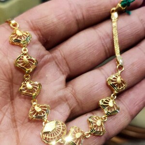 22k Solid Gold Bracelet- 22k Chain Style Gold Bracelet- Unique Style Gold Bracelet- Filigree Bracelet- Unisex Solid Gold Bracelet