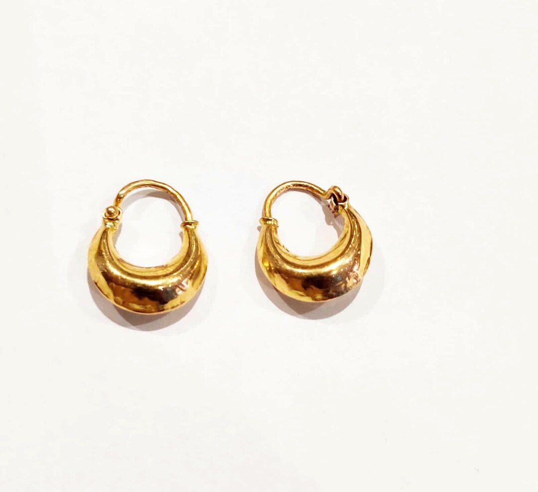 22k Gold Unisex Hoop, Solid Gold Earring, Solid Gold Unisex Hoops, Tiny