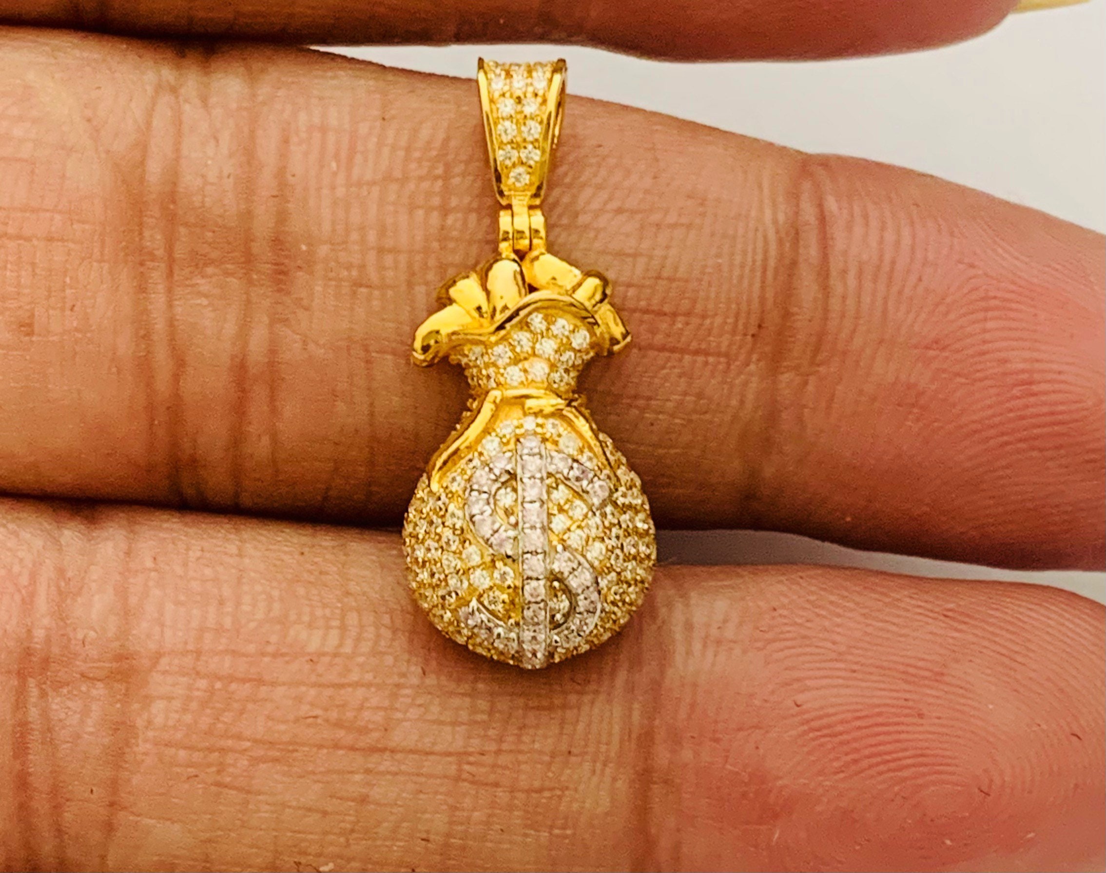 22k Solid Gold Money Bag Pendant-real Gold Solid Money Bag