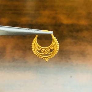 18k Gold nose ring, nose gold hoop,gold plated nose ring,nose ring, Indian nose gold ring, nose hoop, tribal nose ring- Rajasthani Nose Hoop