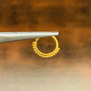 Gold Nose Ring- Gold Nose Hoop- Gold plated Nose Ring- Indian Nose Ring- Rajasthani Gold Nose Ring- Tribal Gold Nose Ring- Nose Jewellery