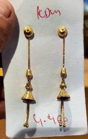 22k Solid Gold Chain Earrings 5.8 Gram Chain Earrings-long 