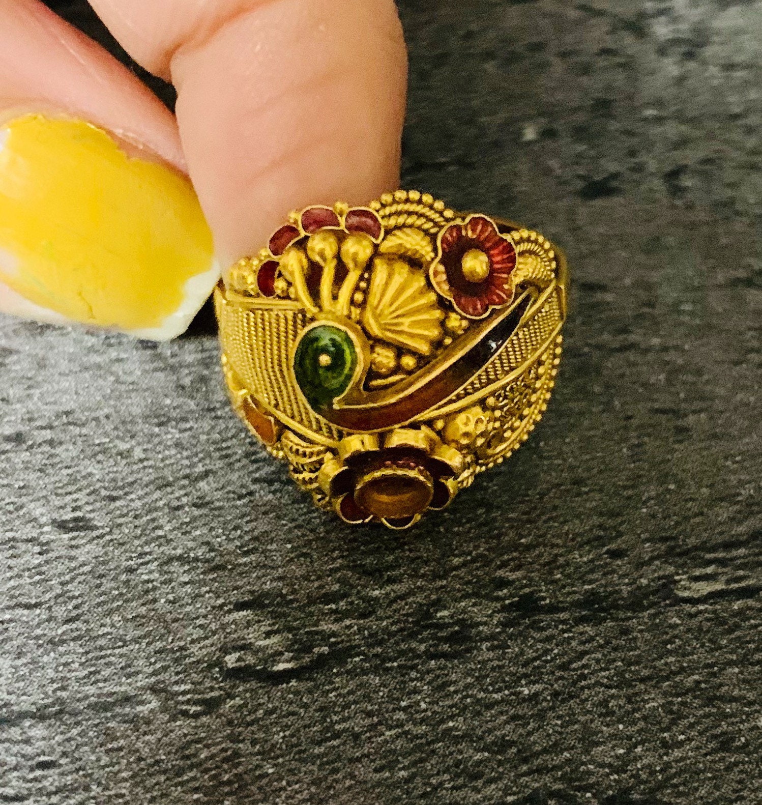 22k Solid Yellow Gold Ring-indian Gold Ring-handcrafted 22k Solid Yellow Gold Ring-indian Gold Ring-handcrafted