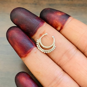 Silver Septum Ring- Fake Septum Ring- Fake Septum Piercing- Septum Jewellery- Tribal Septum Ring- Septum Cuff- Ethnic Silver Septum Ring