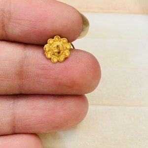22k Gold Nose Pin - Solid Gold Nose Pin - Nose Piercing Stud - Solid