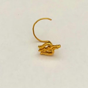 22kGold Nose Stud-Solid Gold Indian Nose pin- Nostril Stud-Gold nose hoop-Rajasthani Gold Nose Stud-Solid gold nose ring-God Shiva Nose Stud