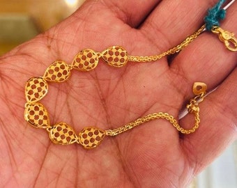 22k Solid Gold Bracelet-22k leafy Style Gold Bracelet-Men and Women Gold Bracelet-Love Bracelet-Unisex Solid Gold Bracelet-Real Gold bracele