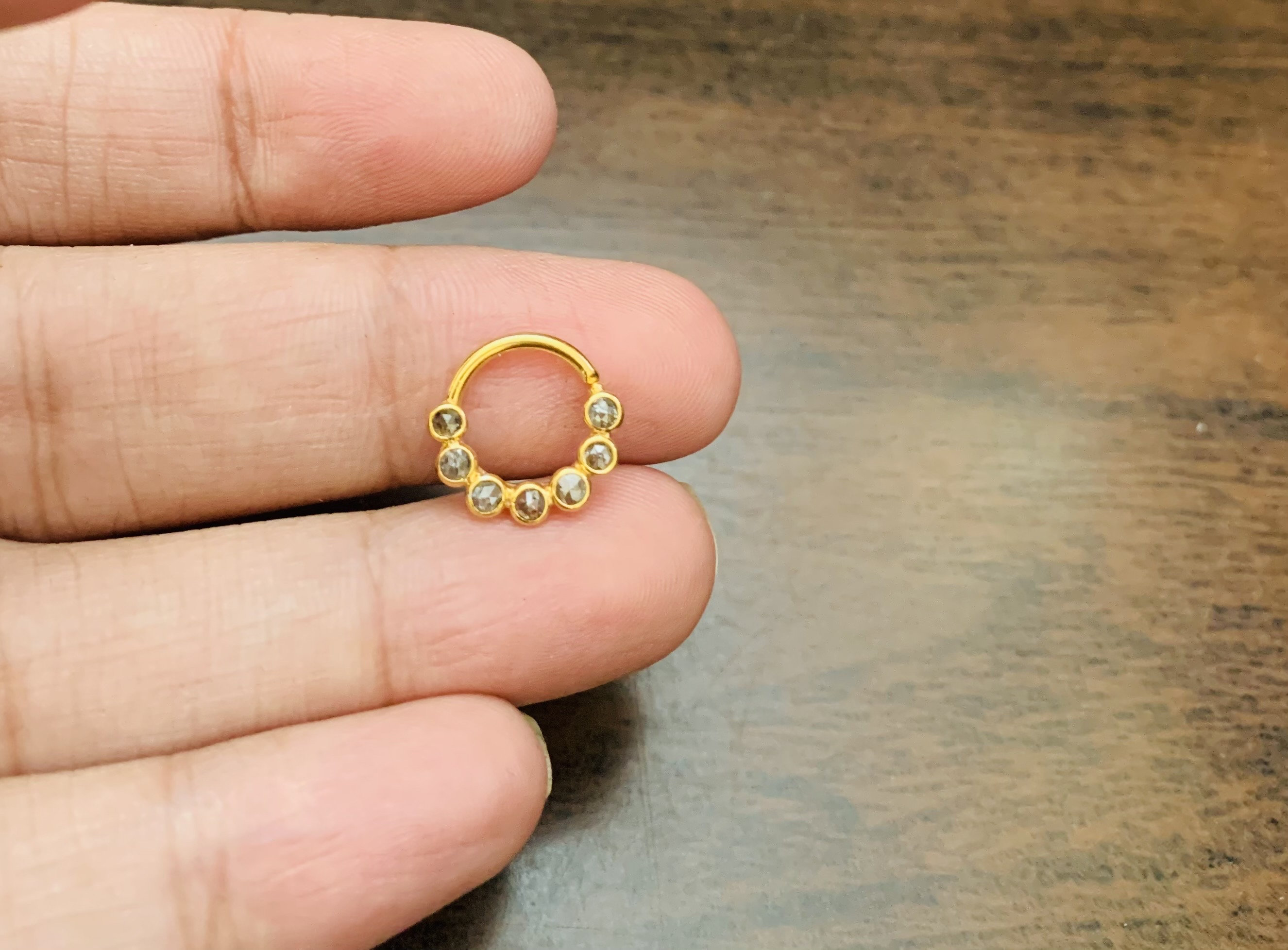 Buy 18k Gold High Diamond Nose Ring-rose Cut Diamond Nose Ring