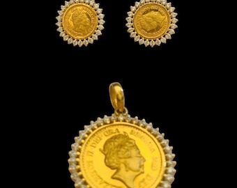 Buy 22k Gold Antique Design Handmade Coin Set Gold Coin Earrings