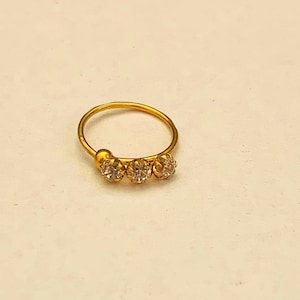 18k Gold Diamond Nose ring-American  Diamond Nose ring- Ball End Gold Diamond Nose ring- Second Hole Gold Nose Ring- Premium Gold Nose Ring