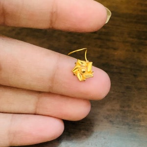22kGold Nose Stud-Solid Gold Indian Nose pin- Nostril Stud-Gold nose hoop-Rajasthani Gold Nose Stud-Solid gold nose ring-God Shiva Nose Stud