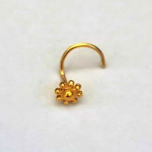 22kGold Nose Stud-Solid Gold Indian Nose pin- Nostril Stud-Gold nose hoop-Rajasthani Gold Nose Stud -Solid gold nose ring-Gold nose hoop