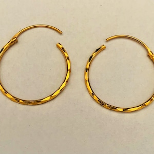 22k Gold Hoops- Diamond Cut Gold Hoops- Gold Earring-Rajasthani Gold Hoops-Solid Gold Earring-Minimal Gold hoops-Indian Earring- Gold Bali