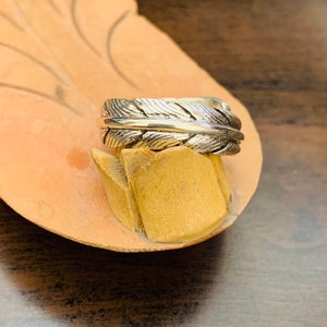 92.5 Handmade Sterling Silver ring with carved leaf over all - Silver tribal hand carved adjustable ring - Silver leaf ring- Tribal Ring