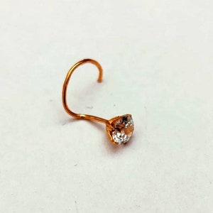 9 carat gold nose pin- Solid gold nose pin- Zircon gold Nosepin- Gold Nose Stud- Indian Nose Stud- Rajasthani Nose Stud- Nose Stud