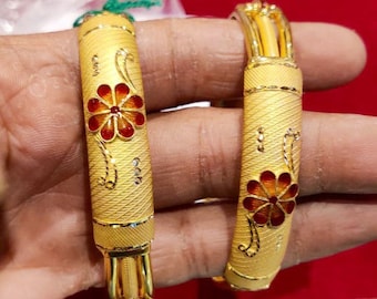 22k Solid Gold Indian Bangle Set-gold Bangle-rajasthani Gold