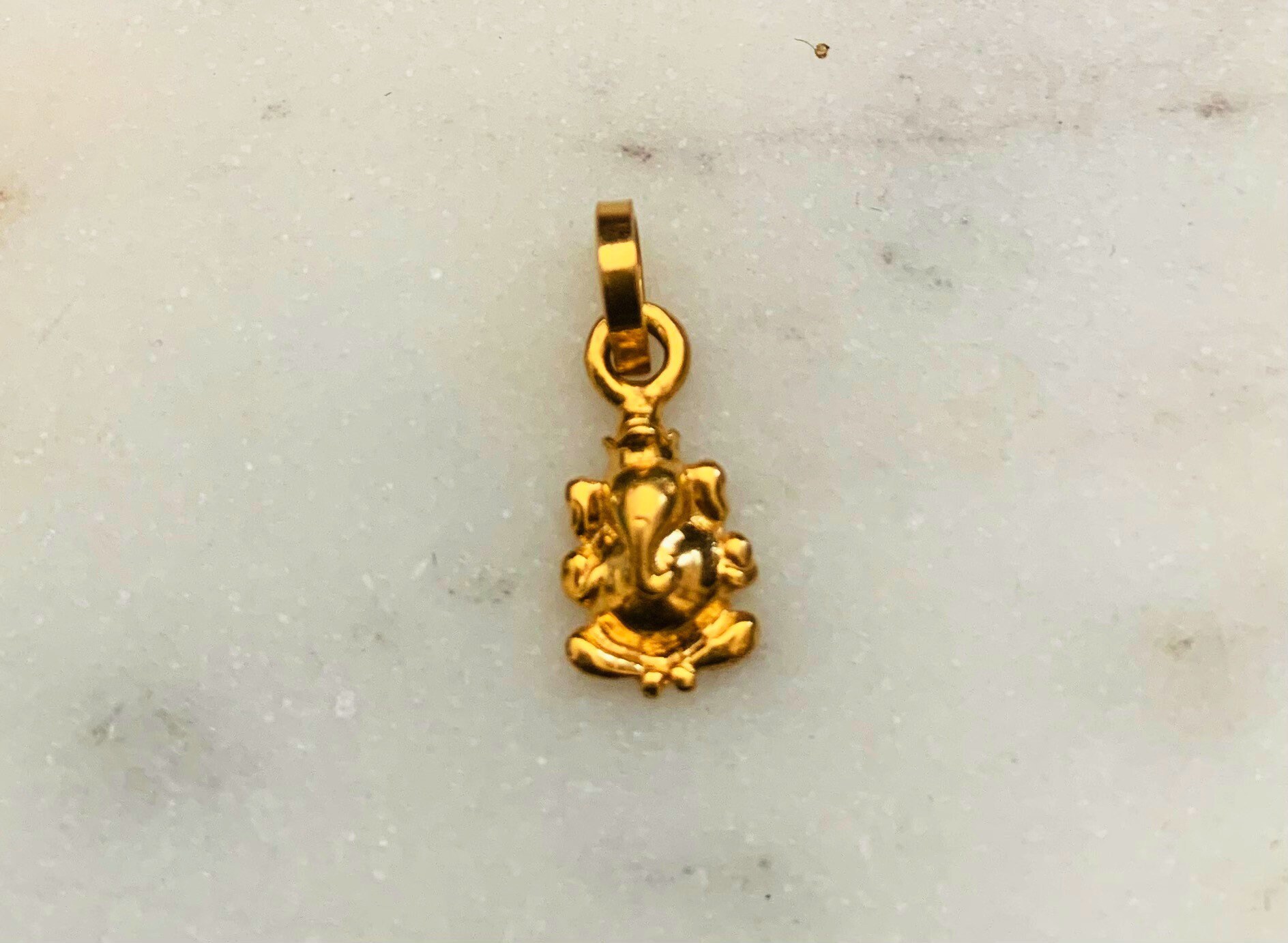 22k Solid Gold Ganesha Pendant-tiny Gold Pendant-lord Ganesha Gold