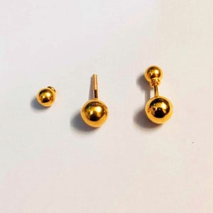 22K ゴールド スタッド ボール イヤリング - トラガス イヤリング - ベリー ボール スタッド - 本物の純金イヤリング - 軟骨スタッド - ノーズスタッド - 多用途スタッド