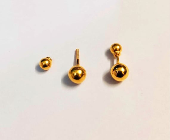 22k Gold Stud Ball Earrings tragus Earrings belly Ball Stud real
