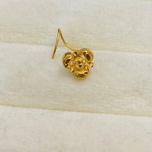 22k Gold Nose Stud-Solid Gold Indian Nose pin- Nostril Stud-Gold nose hoop-Rajasthani Gold Nose Stud-Tiny Solid gold nose ring-Gold nose Pin