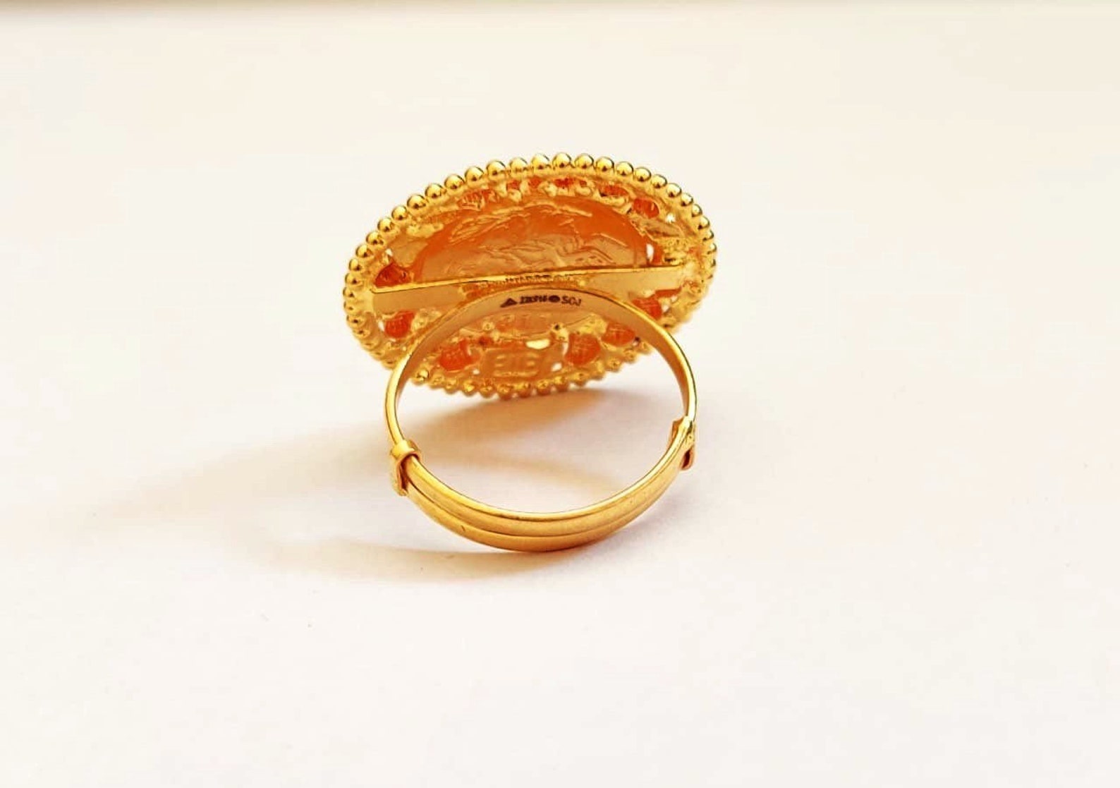 22k Solid Gold Coin Ring-antique Gold Coin Ring- Solid Gold Early Coin ...