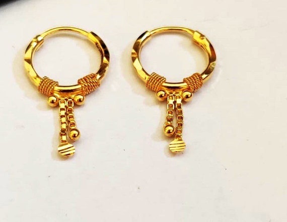 22K Gold Hoop Earrings (Ear Bali) For Baby - 235-GER16110 in 0.950 Grams