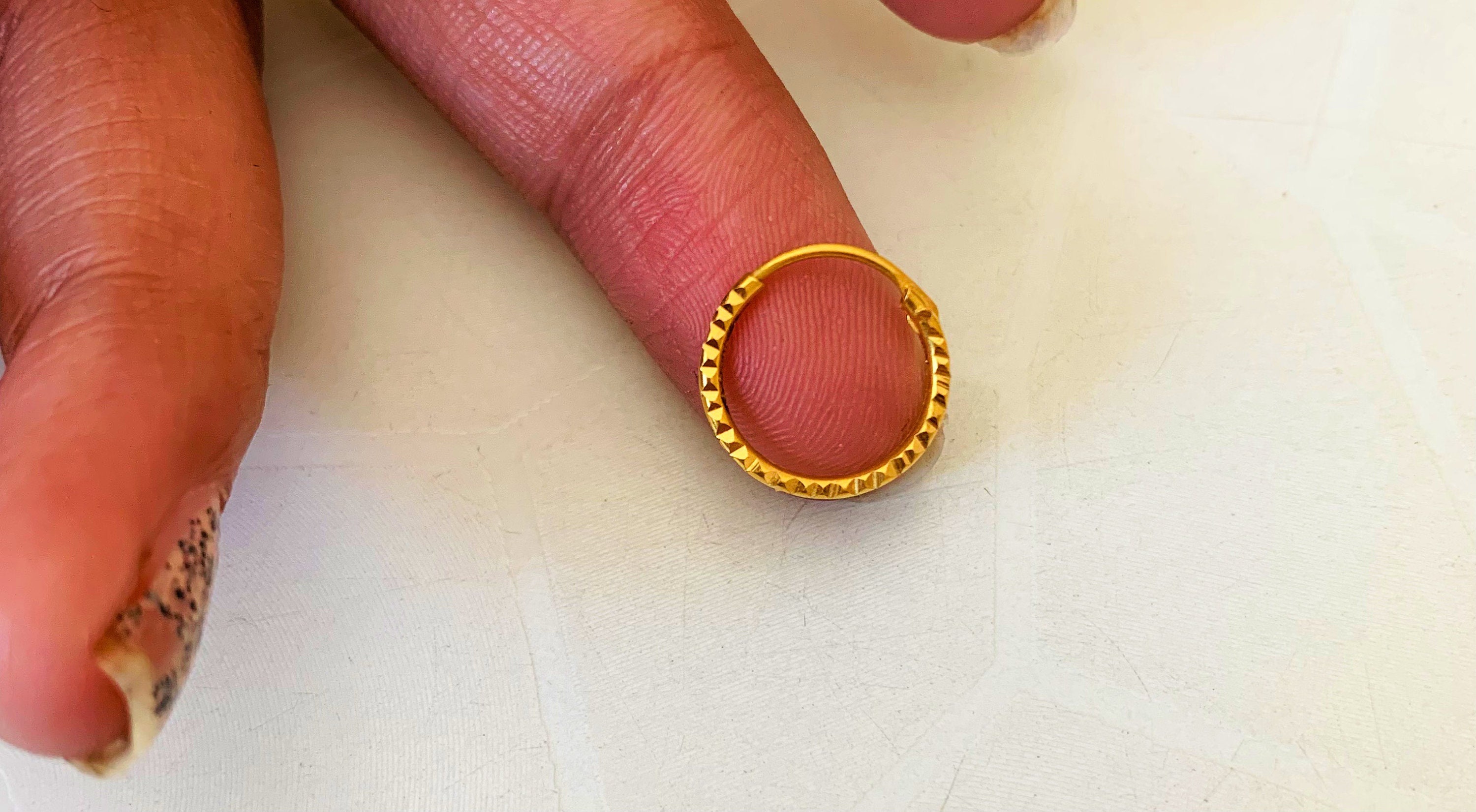 22k Gold Diamond Cut Nose Ring Gold Nose Hoop Gold Nostril Etsy