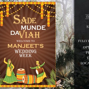 Sade Munde da Viah, Punjabi Welcome signs & Sikh Welcome signs, Punjabi Wedding signs as Punjabi decor sign, Punjabi Entry sign Sikh Wedding