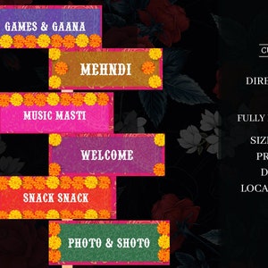 Desi Wedding decor as Mehendi decor, Sangeet decor as Haldi decoration, Mehndi Welcome signs as Dholki decor, Mehndi decor & Mehndi Signs