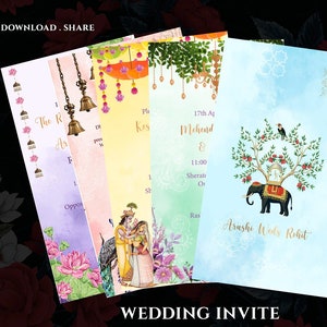Indian Wedding Digital Invite as Indian Wedding invitation card Hindu, Indian invite template & Indian invitations Hindu Wedding card Indian