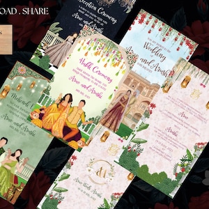 Beautiful traditional  theme wedding invitation, Hindu wedding electronic video invite, Indian wedding editable electronic video.