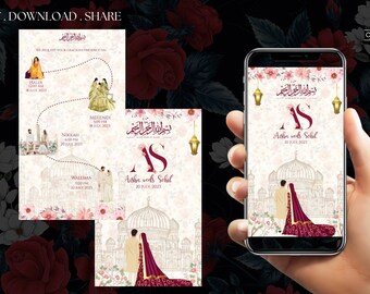 Muslim Wedding Invitation Template Nikkah Invitation with function  Editable Digital Muslim Wedding Printable Editable Digital invitation