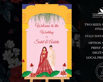 Indian Wedding Welcome Sign, Hindu Ceremony, Phera Board (Digital Download)