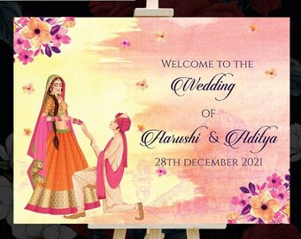 Phera Welcome Sign as Indian Wedding Welcome Board, Hindu Wedding Ceremony signs, Indian Wedding Ceremony sign, Floral Wedding Welcome Sign