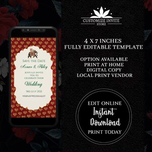 Indian Wedding Whatsapp Invite Save the Date, Indian Wedding SAVE THE DATE invitation card Template, Royal Wedding Invitation Save the Date