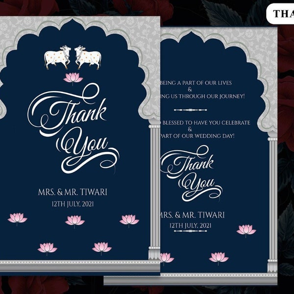 Indian Wedding Thankyou Cards Etsy